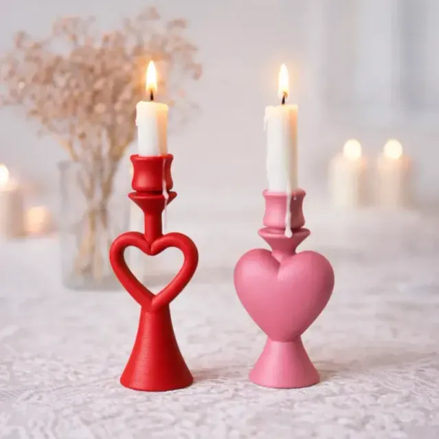 Heart Candlestick Set | Romantic Candle Holder Decoration — Image 3 of 9