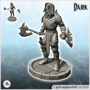 Skeleton warrior with two axes and chain mail (27) - miniatu