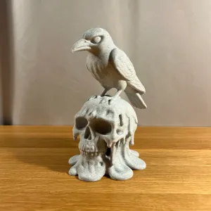 Melted Skull with Crow