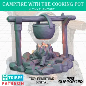 Campfire with the cooking pot
