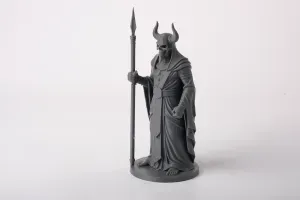 Horned Guardian Sculpture Fantasy Warrior with Spear