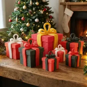 Christmas Gift Boxes – Festive Knitted-Style Decor