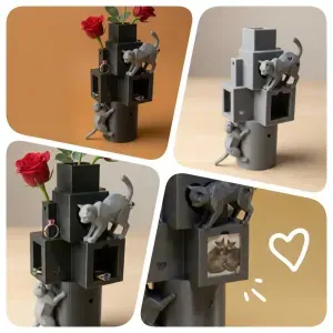 Cat Tower Vase and Desk Organizer