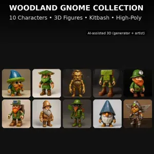 Woodland Gnome Collection (10 High-Poly Kitbash Characters)