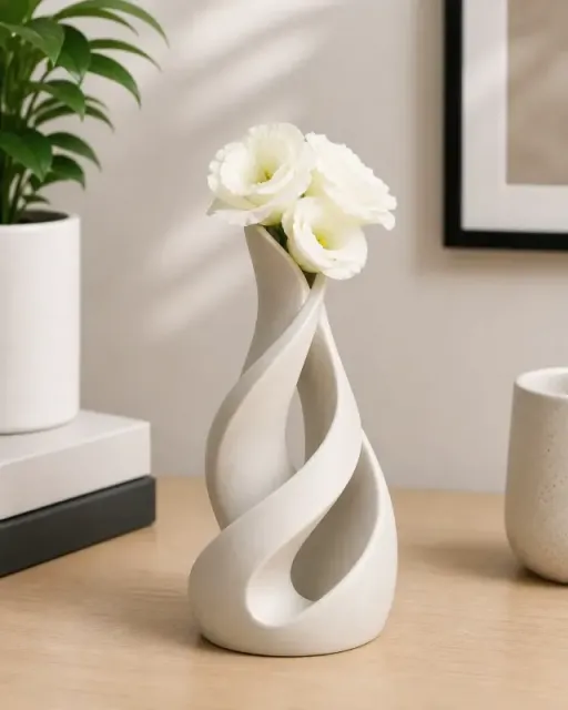 Flow Vortex Ribbon Vase - Modern Spiral Sculptural Planter — Фото 2 из 5