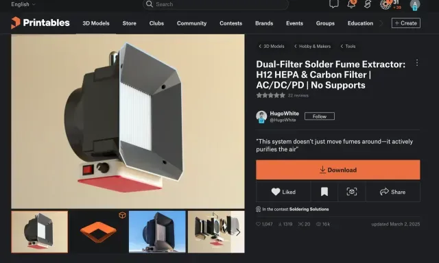 Dual-Filter Solder Fume Extractor HEPA & Carbon Filter AC/DC — Image 3 of 9