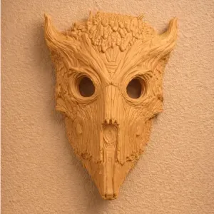 🪵 Ancient Woodland Guardian Mask – 3D Printed Wall Art