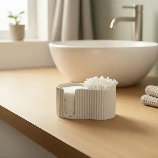 Modern ribbed Q-tip and cotton pad dispenser — Фото 6 из 9