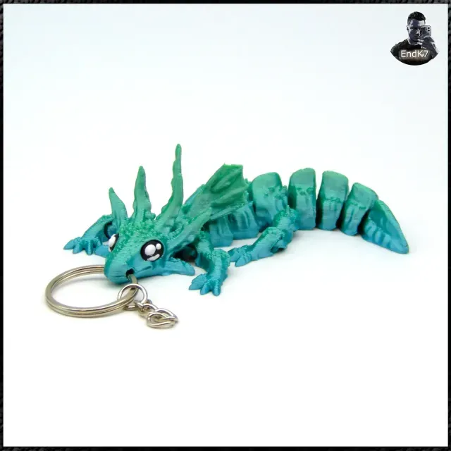 Dragon Axolotl V2 Keychain - Multicolor - Print in Place — Фото 5 из 9