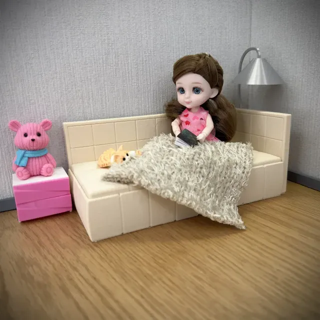 Miniature Corner Sofa Bed - 1:12 Scale Dollhouse Furniture — Фото 6 из 9
