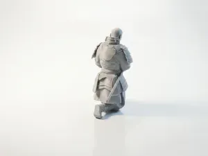 Samurai Warrior Kneeling Figurine Fantasy 3D Printable