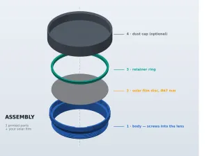Screw-In Solar Filter Holder — 67mm Filter Thread