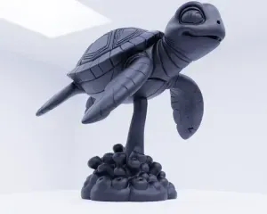 Cute Sea Turtle Swimming - Graceful Ocean Swimmer