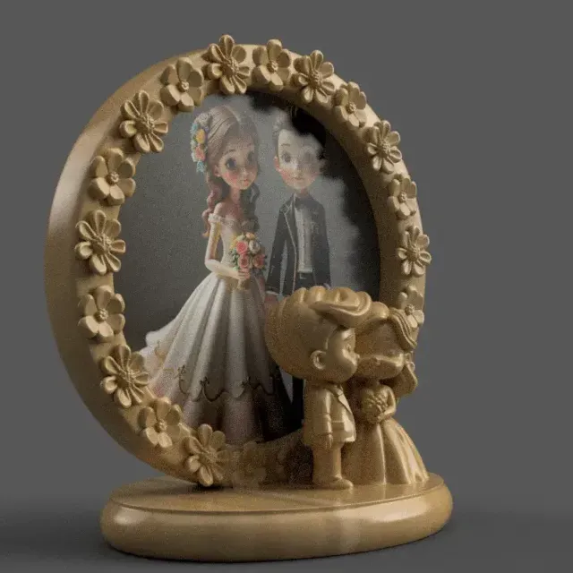 Wedding Couple 3D Photo Frame – Romantic STL for Printing — Фото 4 из 8
