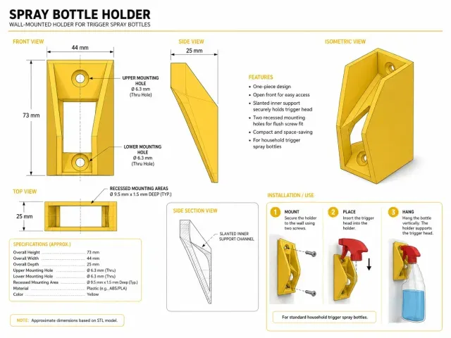 Wall-Mounted Spray Can Holder – Compact Spray Bottle Holder — Фото 5 из 8
