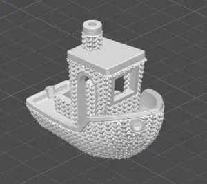 Knitted Benchy Test Boat Model.