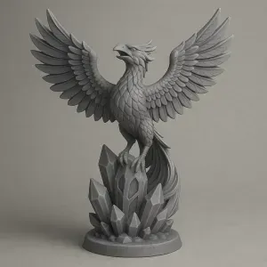 Crystal Phoenix Rising – 3D Printable Fantasy Statue
