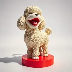 3753 Laughing Poodle Totem – Full-Body Color 3D Model STL
