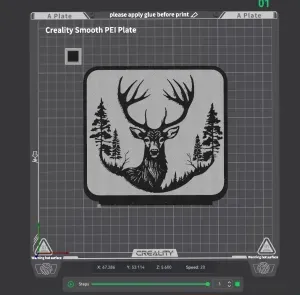 Deer and Pine Forest Line Art – 3D Printed Wildlife Frame wi