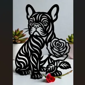 bouledogue rose saint valentin wall art