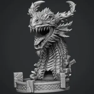 Mini Dragon Head Dice Tower 3D STL for 3D Printing