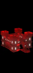 Castle made of cubes with open gates and 4 towers