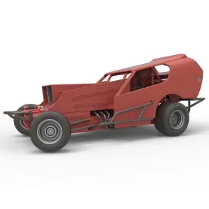 Vintage Dirt Modified stock car Version 4 while turning 1:25