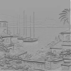 Sea and boats - relief sculpture