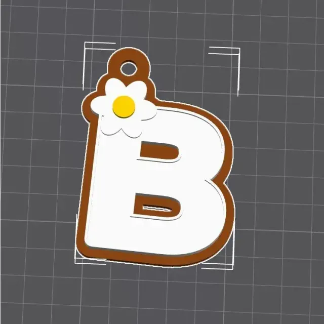 B capital letter flower keychain