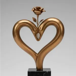 Swans with Rose - Sculpture, Art and Decor