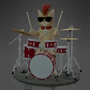 Bengal Cat Rockstar Drums
