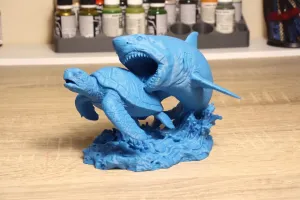 Shark attack sculpture