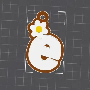 E lowercase letter flower keychain