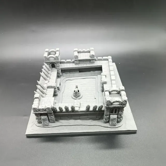 Medieval Fort with Moat & Barricades Terrain - RPG DnD