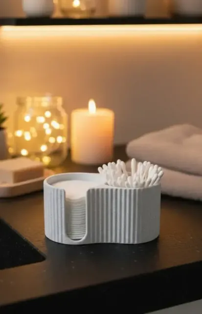 Modern ribbed Q-tip and cotton pad dispenser — Фото 2 из 9