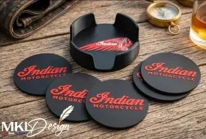 Indian Motorcycle Coasters + Holder