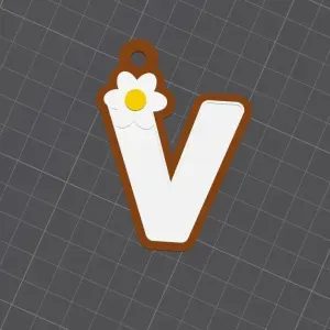 V capital letter flower keychain