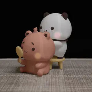 情侣熊系列-一二给布布扎辫子（Couple Bear-Yier braids Bubu’s hair）