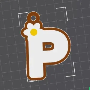 P capital letter flower keychain