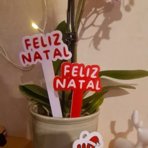 Topper for Plants, Bouquets or Cakes "Feliz Natal"