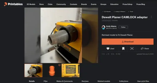 CAMLOCK to Dewalt DW735 Planer — Image 2 of 4