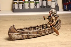 Native Indian in canoe