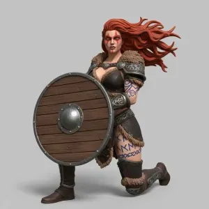 Viking Shieldmaiden Shield Kneeling Warrior Pose