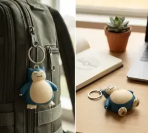 Sleepy Snorlax Chibi Keychain & Desk Figurine