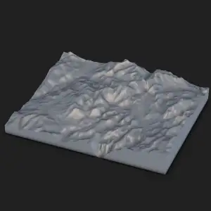 Mountain Terrain Relief Tile – Topographic Landscape STL