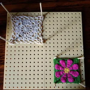 Blocking board for crochet squares (granny squares