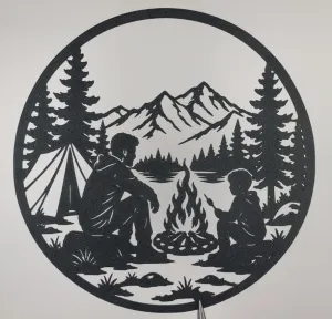 Camping Family Mountain Wall Art