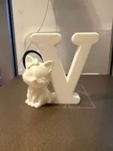 Cute Cat with Letter V -Initial Decoration