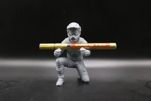 Motocross Rider Pen Holder Kneeling Figure — Image 5 of 6