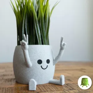 Happy Sitting Pot 2 Hands Peace Sign